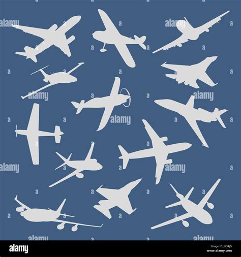 Big Collection Of Different Airplane Silhouettes Vector Plane Stock