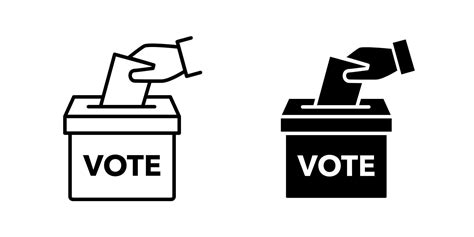 Hand Voting Ballot Box Icon Election Vote Concept Simple Line Design