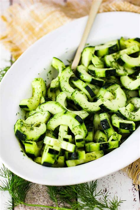 Thinly sliced spring onions (scallions) or radish are both a good addition. The Best Cucumber and Dill Salad | How To Feed a Loon