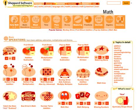 The sheppard software health games section shows the exciting world of the health system of the human body. http://www.sheppardsoftware.com/math.htm One of the best sites I've found for helping kids with ...