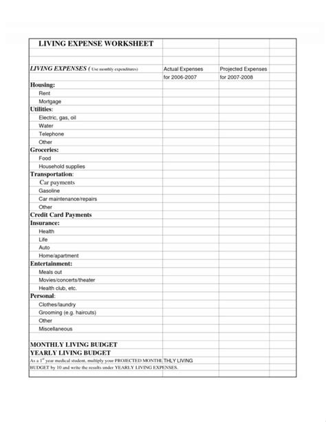 Monthly Expenses Checklist Template List Of Personal