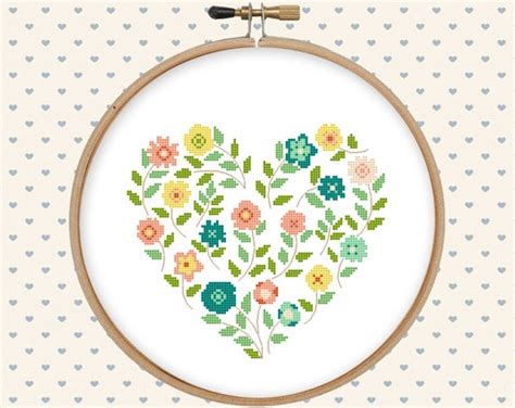 See more ideas about cross stitch charts, cross stitch patterns, cross stitch. Flower heart cross stitch pattern pdf pillow embroidered