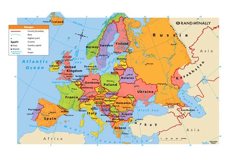 Digital Modern Political Colorful Map Of Europe Printable Etsy Europe