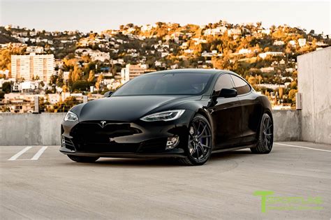 Custom Black Tesla Model S With Ts115 21 Inch Forged Wheels In Matte