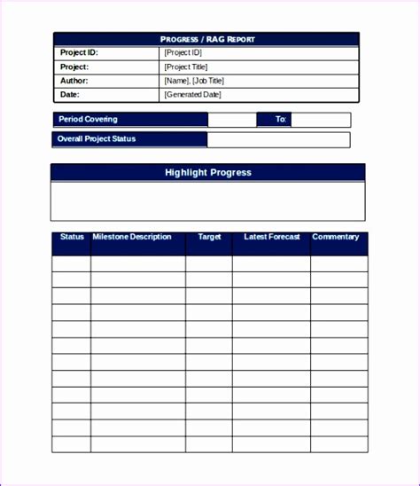 6 Project Status Report Template Excel Download Filetype