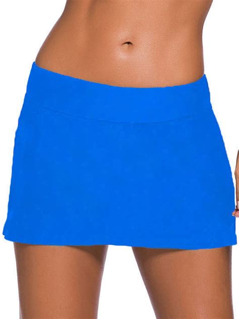 Ukap Women High Waist Swim Skirt With Boy Shorts Briefs Bikini Bottom