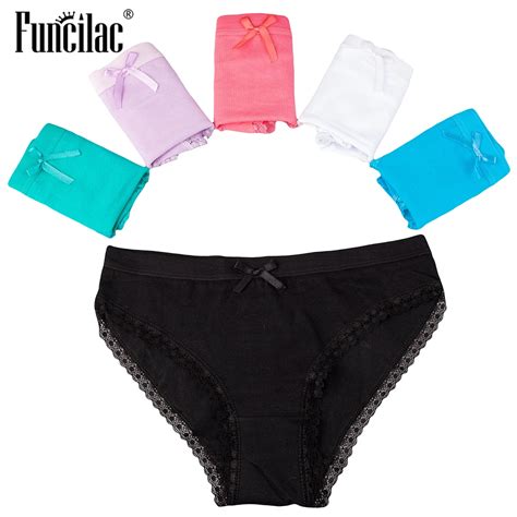 Funcilac Sexy Lace Panties Woman Cotton Briefs Girls Bow Underpants Low Rise Ladies Underwear