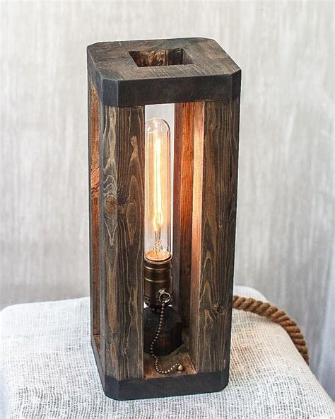 5% coupon applied at checkout save 5% with coupon. Industrial lamp Table light Wood light fixture for bedroom ...