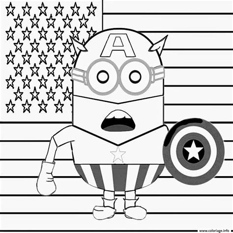 Coloriage Hero Minion Captain America Dessin Minions à Imprimer