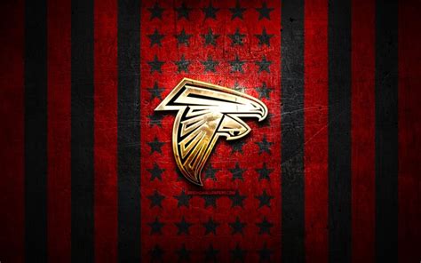 Download Wallpapers Atlanta Falcons Flag Nfl Red Black Metal