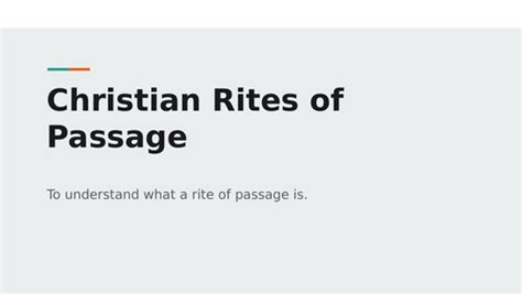 Christian Rites Of Passage Teaching Resources