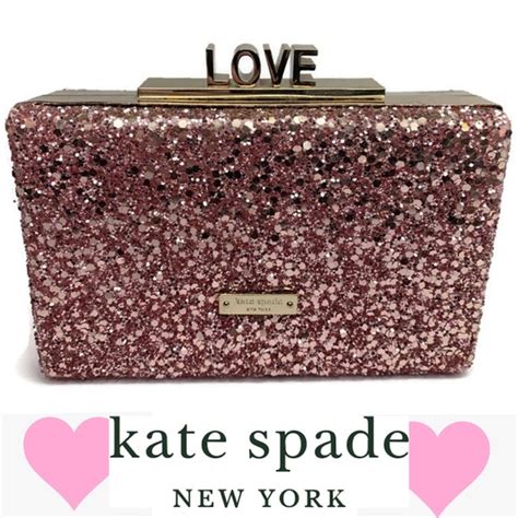 Kate Spade Bags Kate Spade Pink Glitter Love Clutch Rare Bag Poshmark