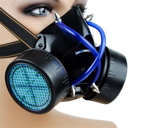 Blue Uv Cyber Punk Gas Mask Dual Respirator Gothic Rave