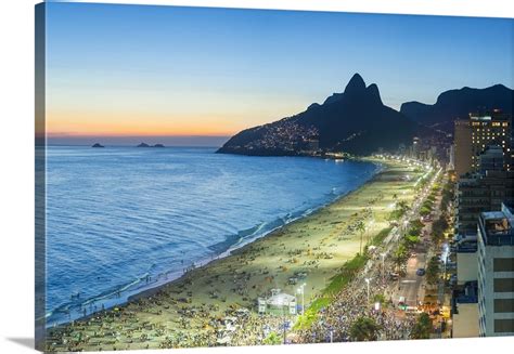 Sunset Over Ipanema Beach And Dois Irmaos Mountain Rio De Janeiro