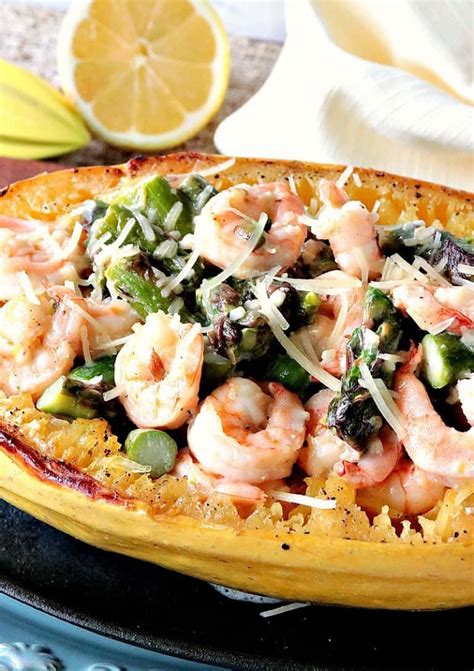 Roasted Spaghetti Squash Shrimp Scampi Recipe Kudos Kitchen Style