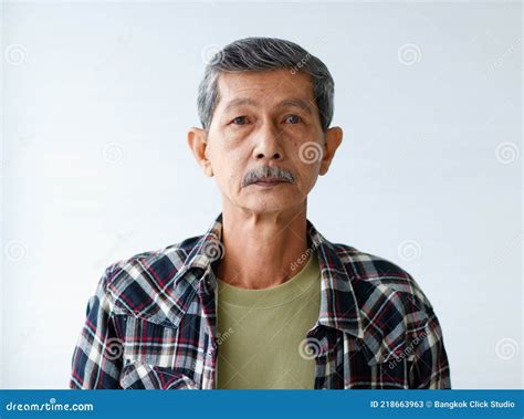Portrait Of Senior Old Asian Man With Grey Hair And Beards Stock Image Image Of Happiness