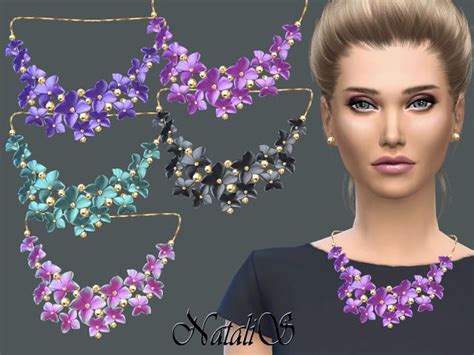 Sims 4 Ccs The Best Natalismassive Flower Necklace Halo Earrings