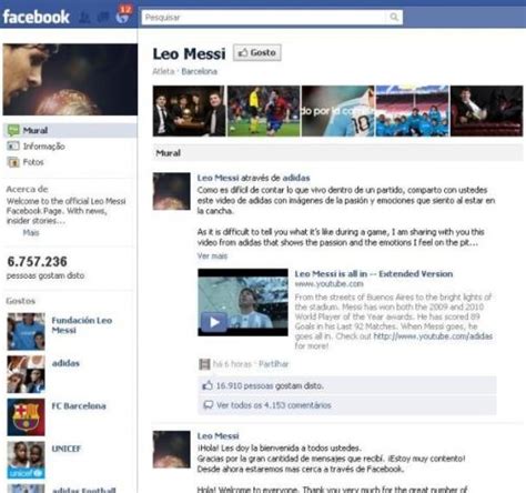 7 Milhões Seguem Leo Messi No Facebook Em Apenas 7 Horas Techenet