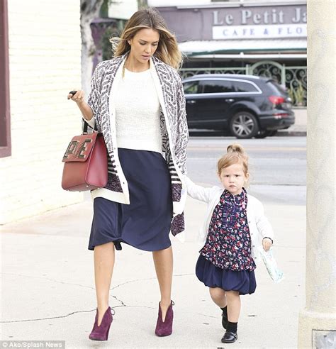 Jessica Alba And Daughter Haven Coordinate Their Outfits In Matching Skirts Daily Mail Online