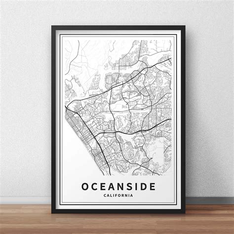 Oceanside Ca Map Print California Usa City Map Instant Etsy