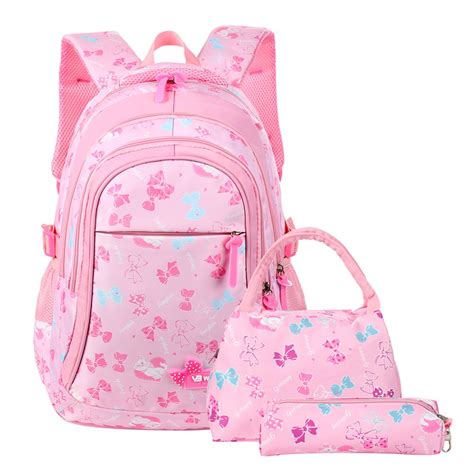 Vbiger Vbiger Nylon Kids Backpack Set 3pcs Casual School Bag For