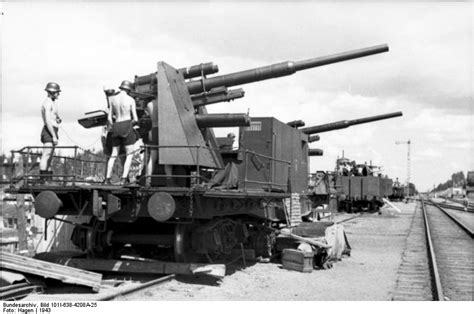 Photo German 88 Cm Flak Anti Aircraft Gun Mounted On A Railway Car