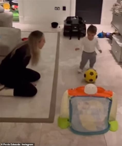 Perrie Edwards Shares Sweet Video Of Her Son Axel Months Taking A Penalty Daily Mail Online