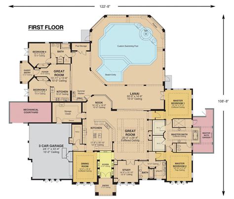 Colored Floor Plan For Residential Buildings Kemp 3d
