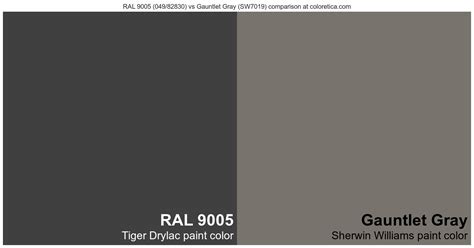 Tiger Drylac RAL 9005 049 82830 Vs Sherwin Williams Gauntlet Gray
