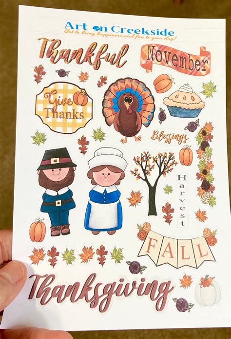 Thanksgiving Stickers Sheet To Add Thanksgiving Fun To Etsy