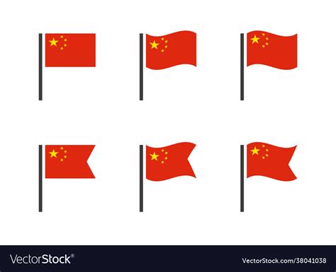 Chinese Flag Symbols Set China National Flag Vector Image