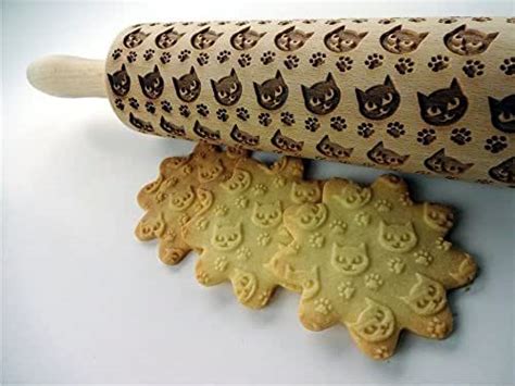 Rolling Pin Pussy Cats Wooden Embossing Rolling Pin With Pussy Cats