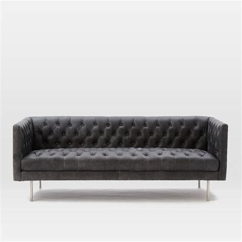 West elm sofa and chair; Modern Chesterfield Leather Sofa 201 cm west elm UK ...