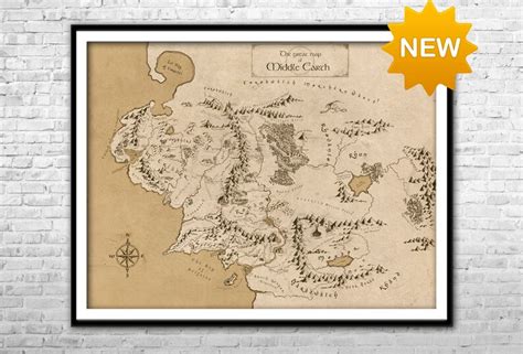The Middle Earth Map Fantasy Map Detailed Map Canvas Print Etsy
