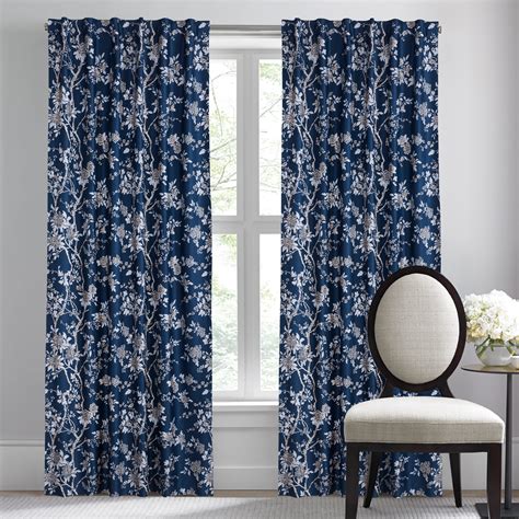 Eastern Floral Chinoiserie Blossom Print Luxury Window Curtains 2pc Set