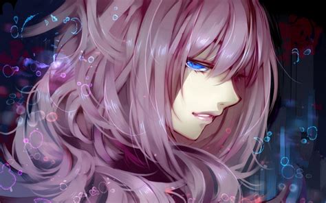 Desktop Wallpaper Anime Girl Purple Hair Purple Eyes Original Hd