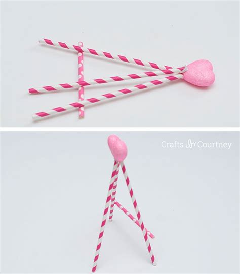 Valentines Day Paper Straw Easel Craft For Kids