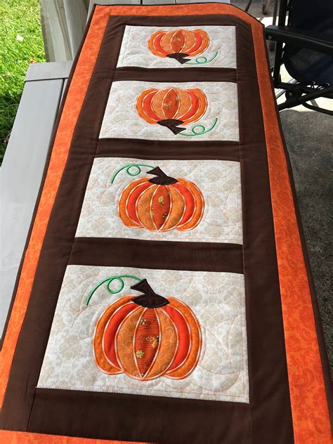 Embroidered And Quilted Fallthanksgiving Table Runner Etsy Fall