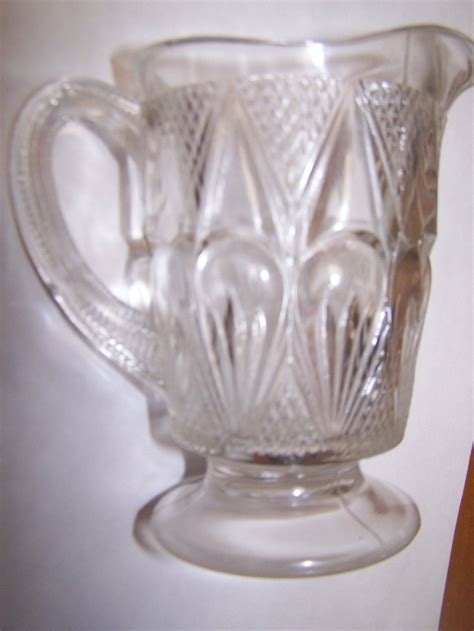 Antique Vintage Pitcher Creamer Eapg Pressed Glase Rare Pattern Look Pottery And Glass Glass