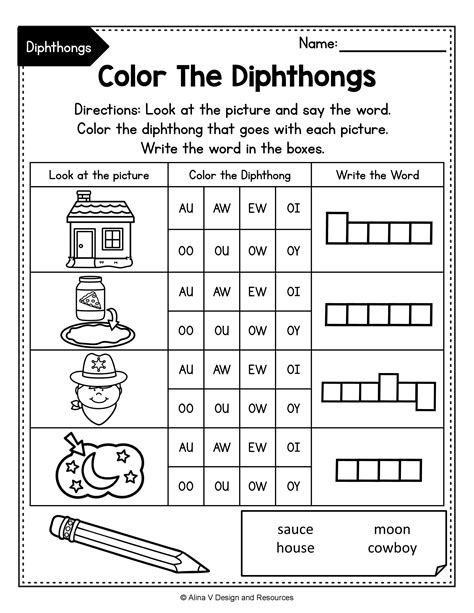 Vowel Digraphs And Diphthongs Worksheets