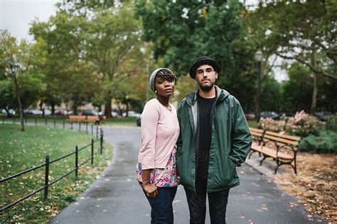Real Interracial Couple Portrait In Brooklyn Williamsburg By Simone Wave Couple Portrait