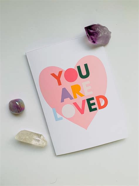 You Are Loved Greetings Card Illustrated Typography Positive Etsy