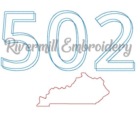 Ky 502 Area Code Raggy Applique Machine Embroidery Design 4 Etsy