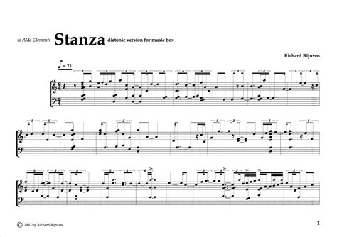 Internal rhyme is scattered throughout. Richard Rijnvos | Stanza | diatonic version for music box (1993)