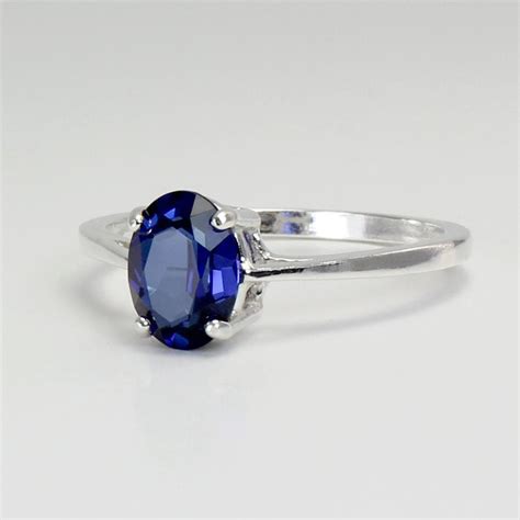 Blue Sapphire Ring Sterling Silver Blue Sapphire Ring Silver