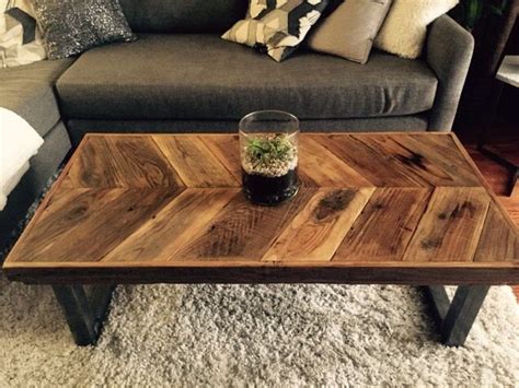 Buy Hand Crafted Reclaimed Wood Chevron Coffee Table With Tubular Steel