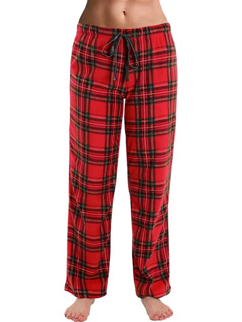 Int Intimate Womens Red Plaid Pajama Pants Drawstring Tie Microfleece