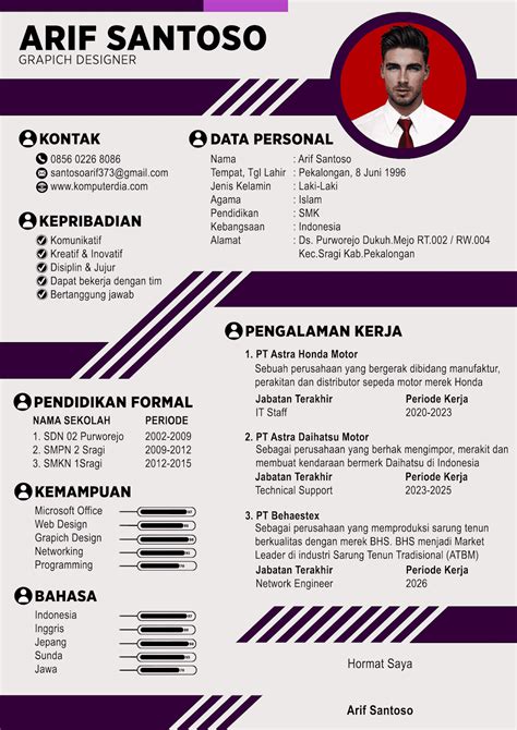 Contoh cv fresh graduate kreatif. Contoh CV Lamaran Kerja Menarik dan Kreatif - Design #8 ...