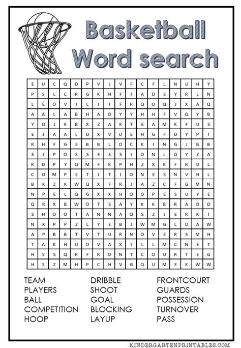 The Basketball Word Search Is Shown In This Printable Worksheet To Help