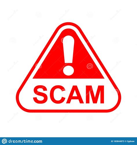 Scam Triangle Sign Label Red Yellow Isolated On White Scam Warning